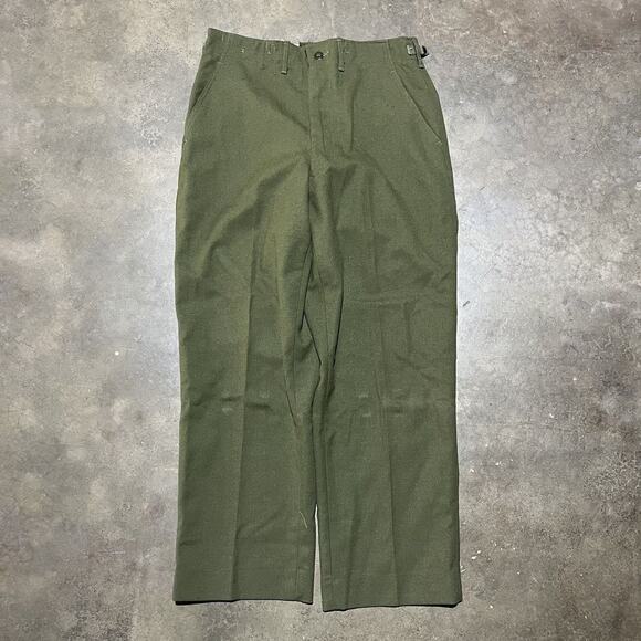 Vintage WW2 Army Green Wool Wide Leg Pants 32x28 - Picture 1 of 4